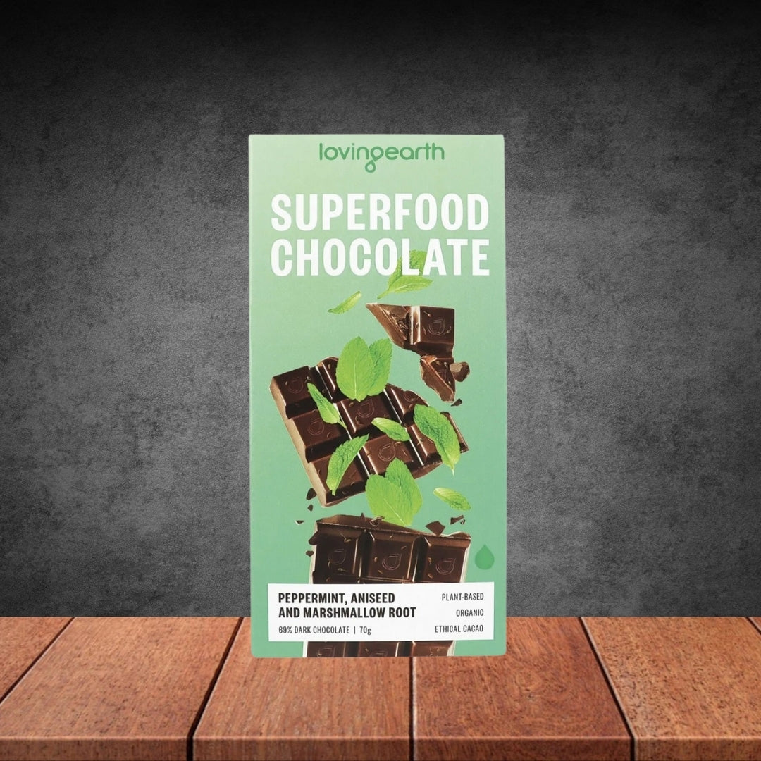 Loving Earth Superfood Chocolate Peppermint Aniseed & Marshmallow Root 70g
