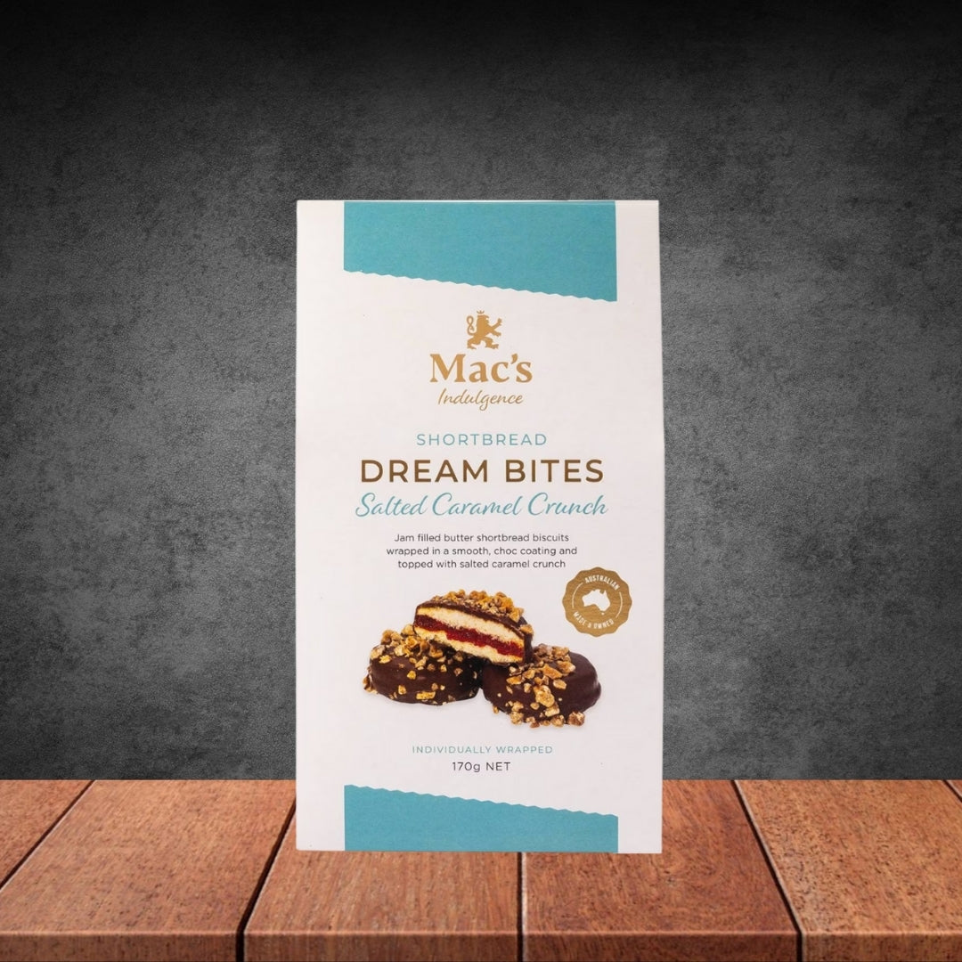 Mac's Indulgence Shortbread Dream Bites Salted Caramel Crunch 170g