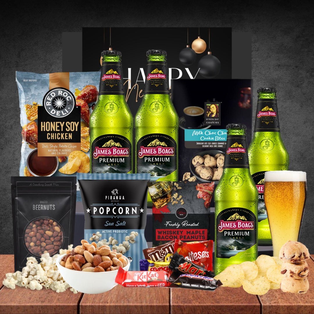 Melbourne Beer New Year Gift Hamper for him with 4 James Boag's Premium Lager 375ml