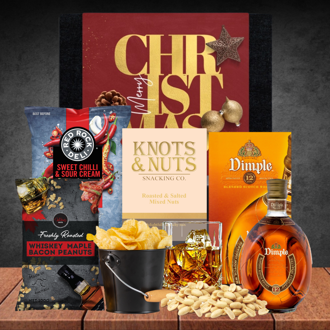 Melbourne Whiskey & Snack Christmas Hamper With Dimple 700ml