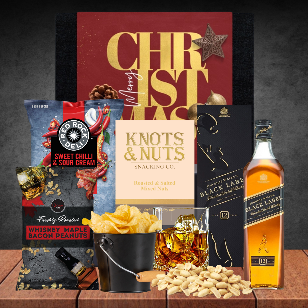 Melbourne Whiskey & Snack Christmas Hamper With Johnnie Walker Black 700ml