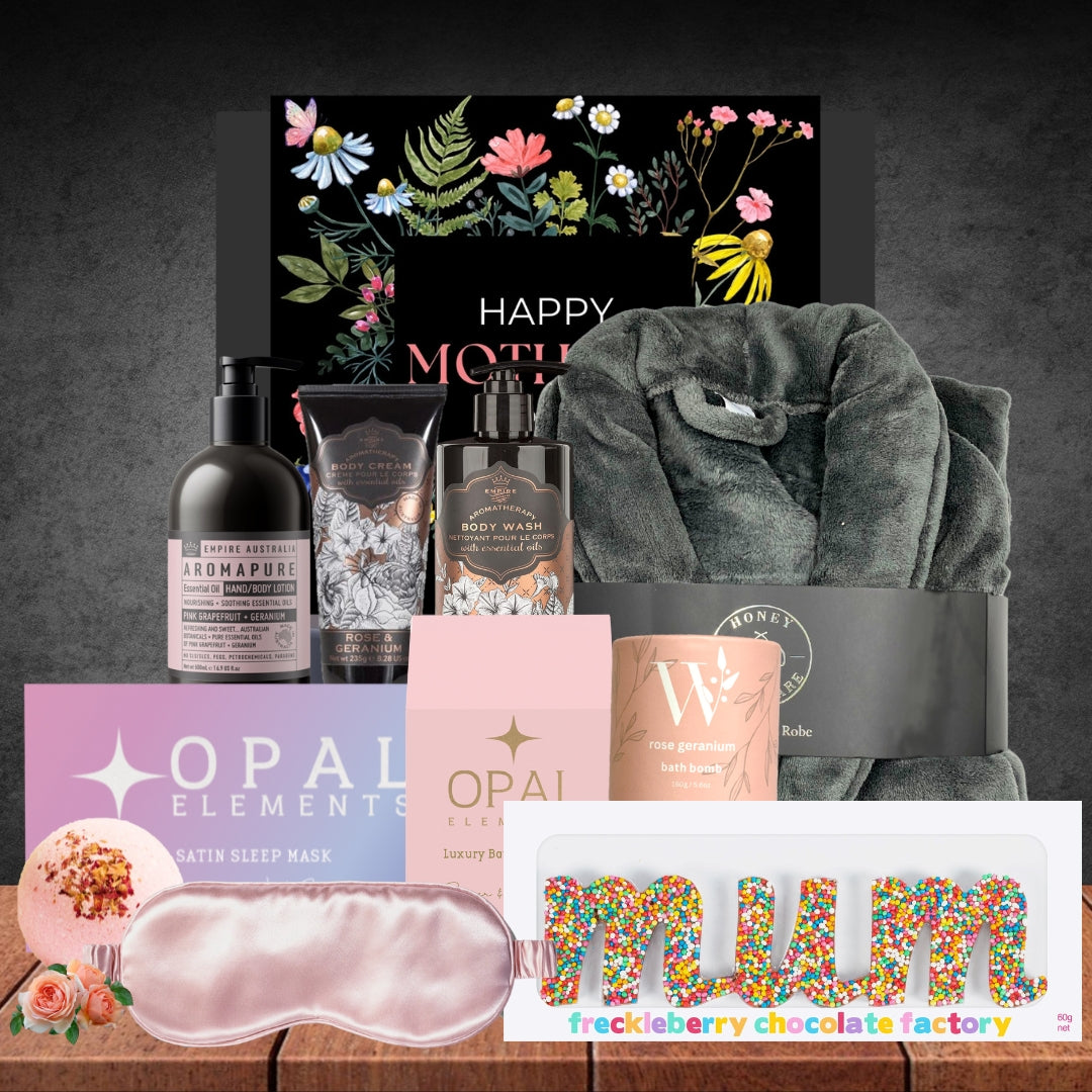 Melbourne's Best Pamper Hamper For Mum with Honey Homeware Grey Luxury Bath Robe