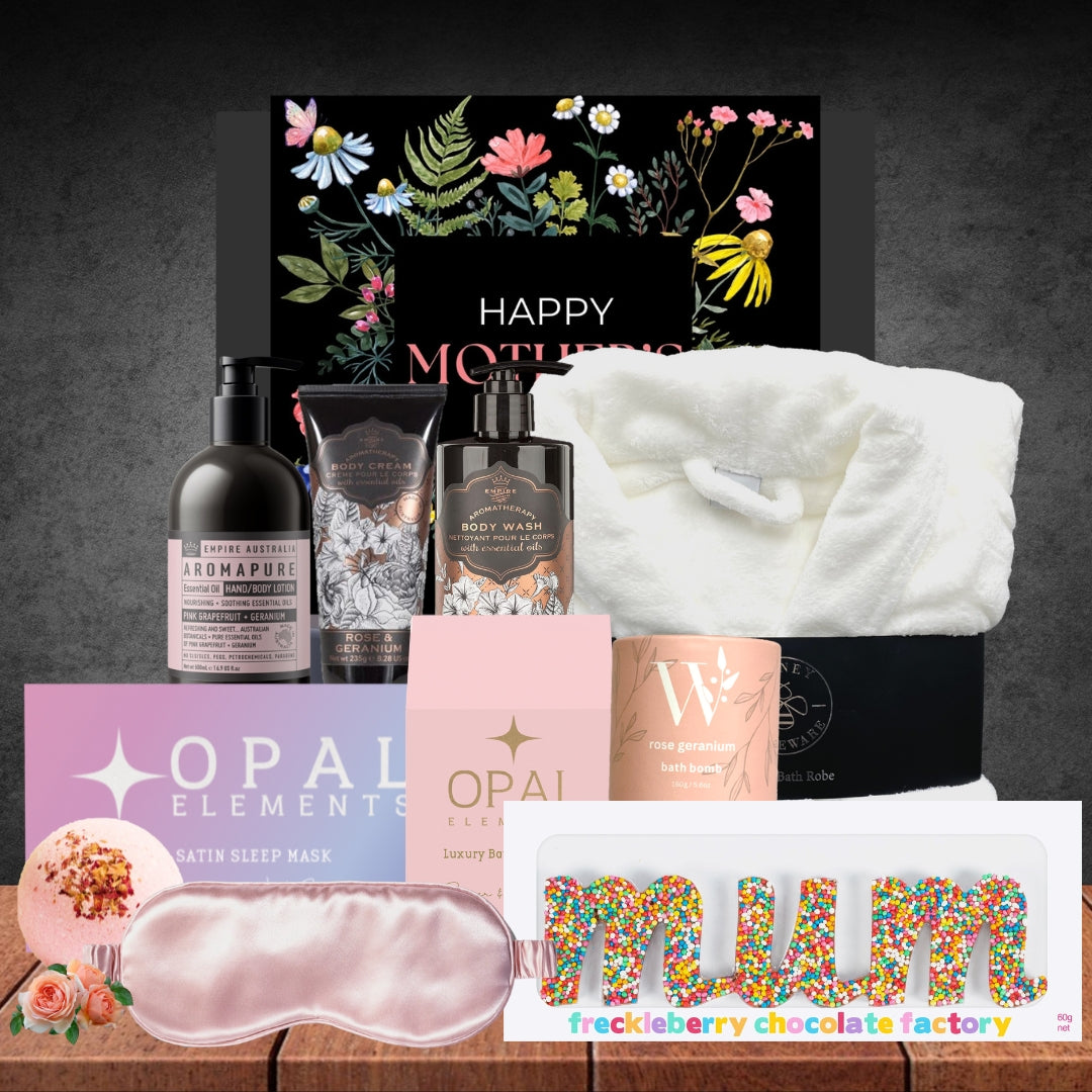 Melbourne's Best Pamper Hamper For Mum with Honey Homeware White Luxury Bath Robe