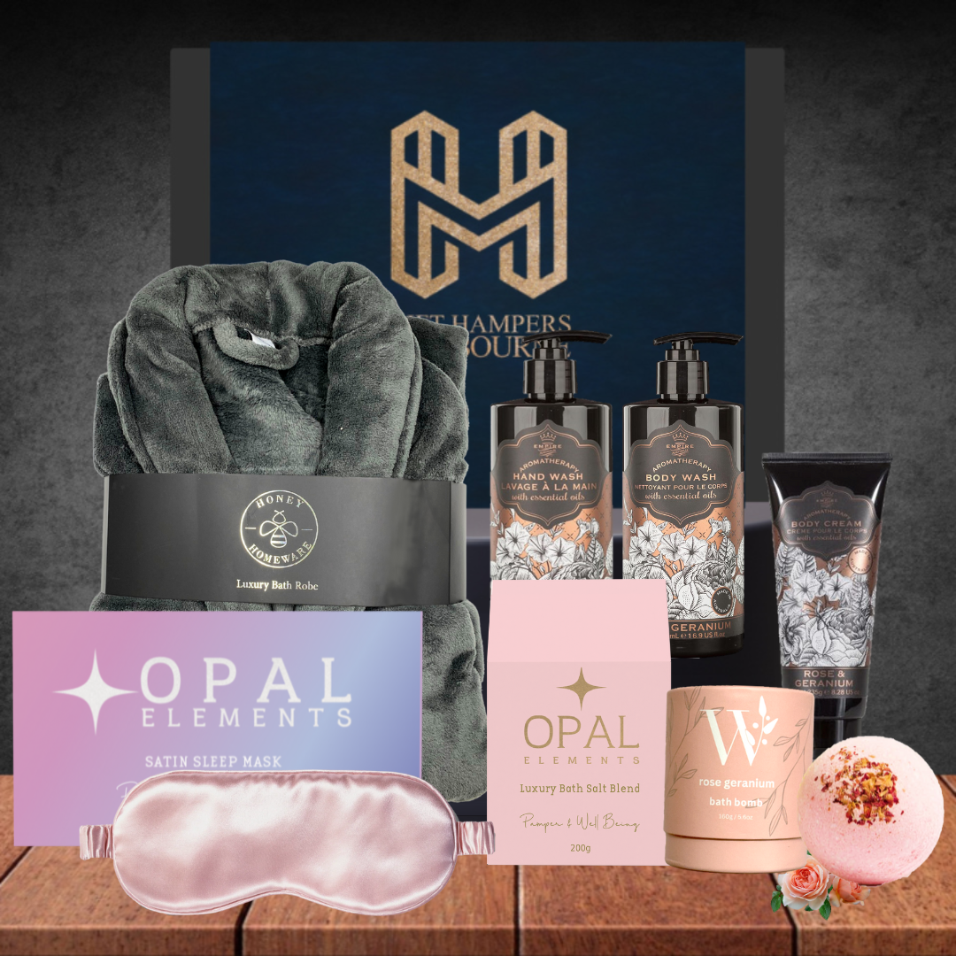 Melbourne's Best Pamper Hamper with Grey Luxury Bath Robe