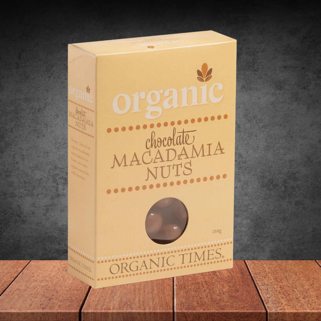 Organic Times Milk Chocolate Macadamias 150g