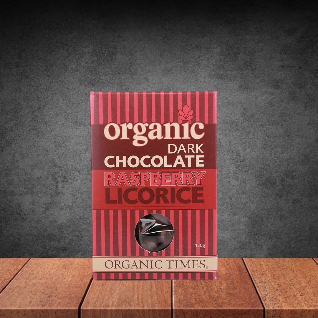 Organic Times Dark Chocolate Raspberry Licorice 150g