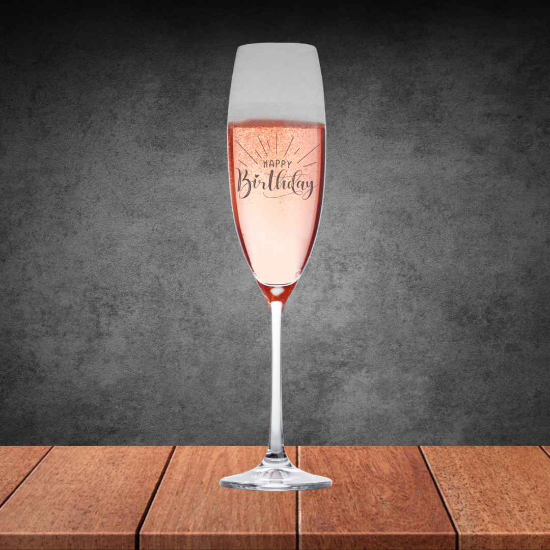 Happy Birthday Engraved Champagne Glass