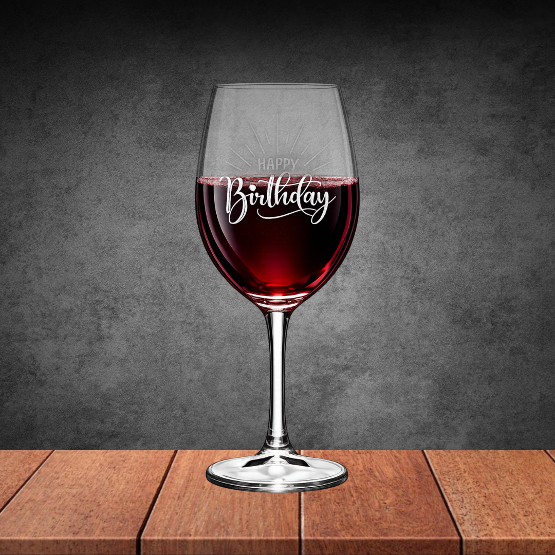 Happy Birthday Engraved Wine Glass
