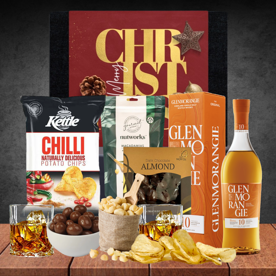 Premium Whiskey Christmas Hamper For Him with Glenmorangie Original 10-Year Old Single Malt Scotch Whisky 700ml