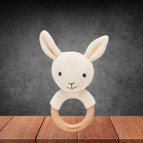 Pure Baby Rabbit Knitted Rattle