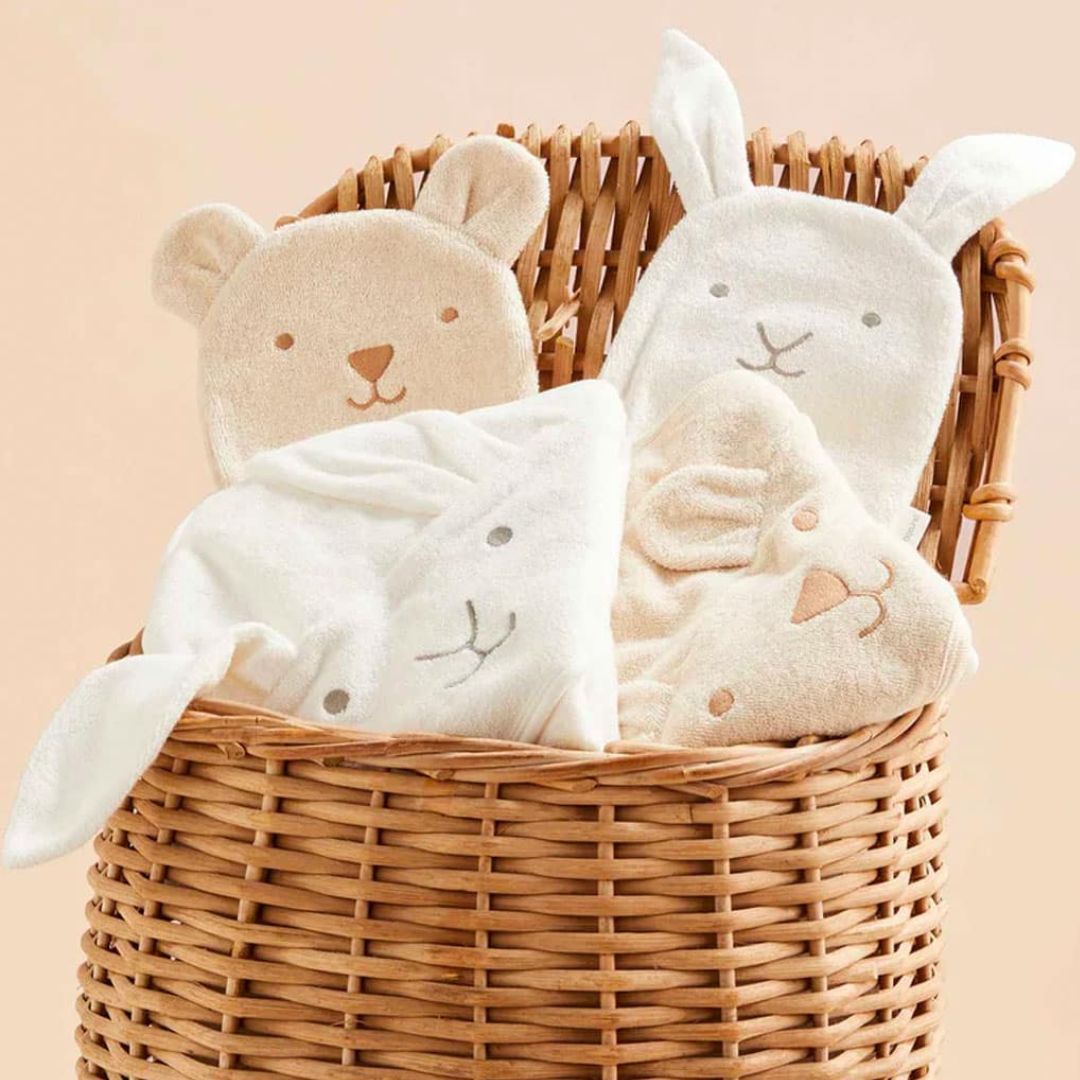 Pure Baby Bear Hooded Towel Basket