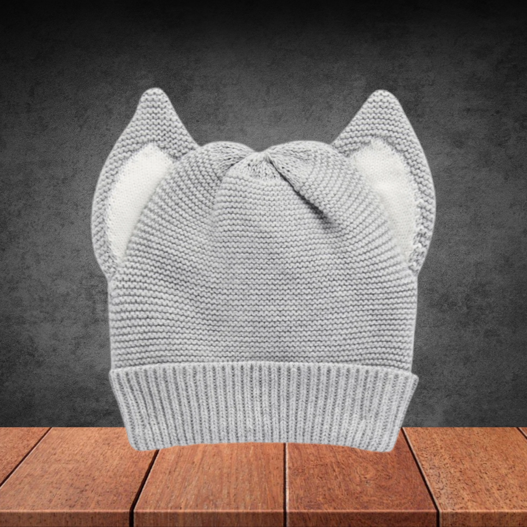 Pure Baby Grey Melange Husky Ears Beanie