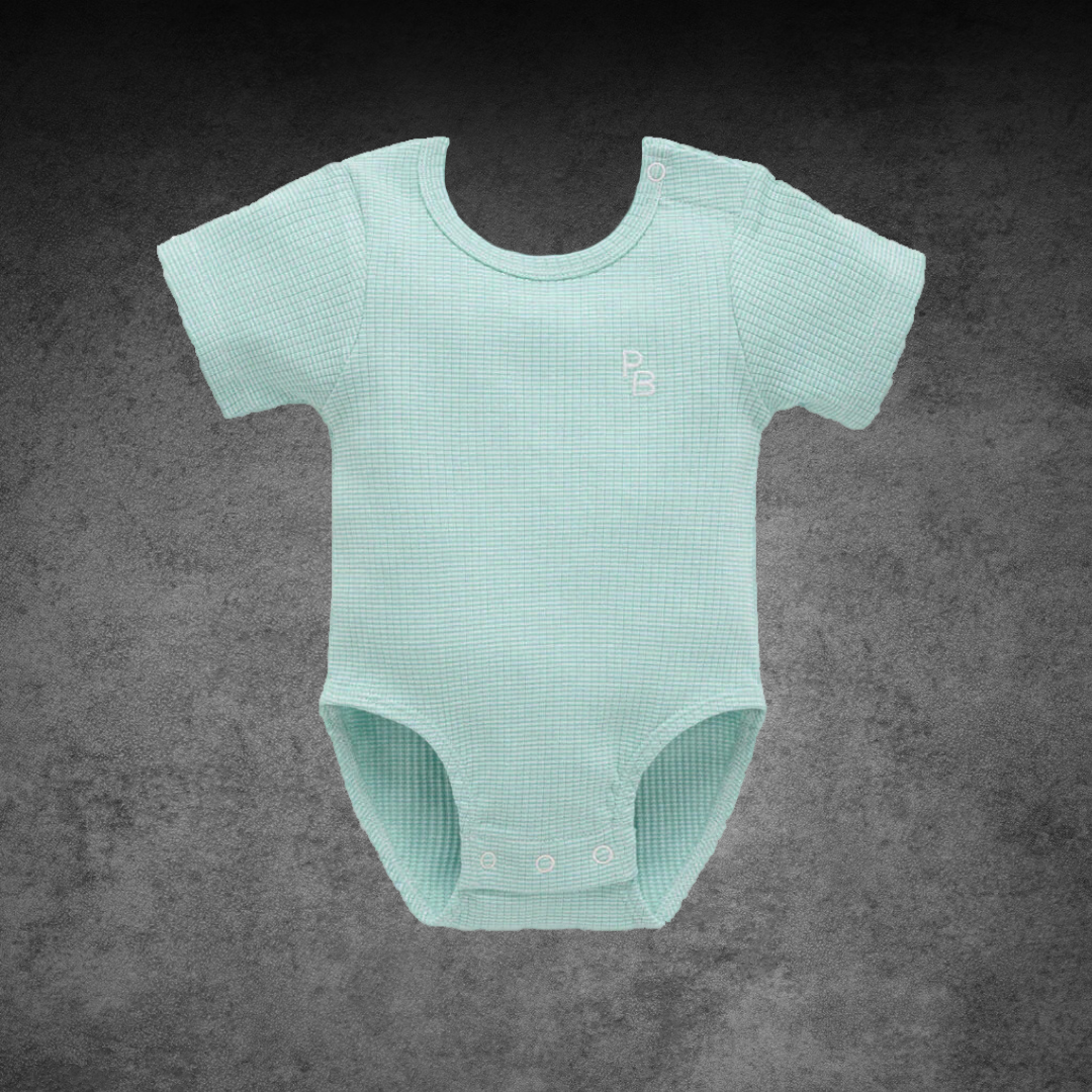 Pure Baby Rib S/Slv Bodysuit Aqua Marine