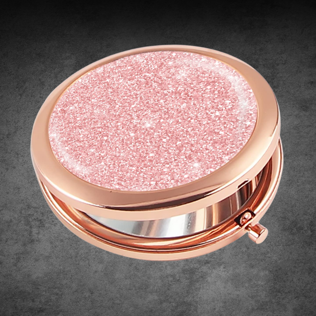 Rose Gold & Glitter Compact Mirror