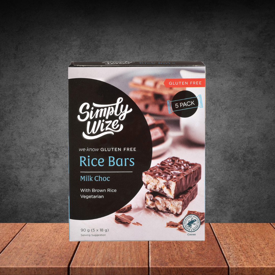 Simply Wize Rice Bars in Milk Choc (5x18g)