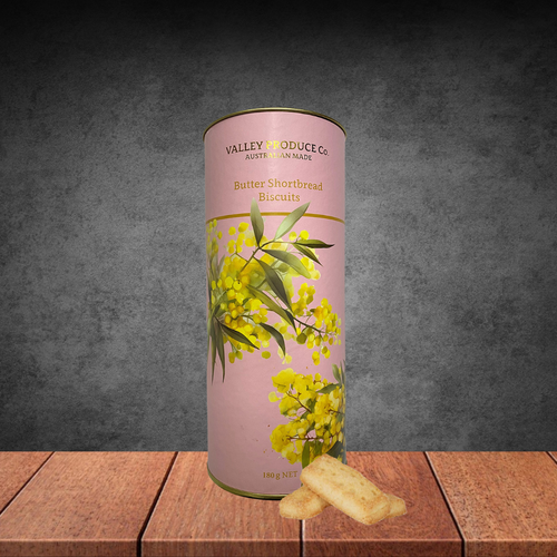 Valley Produce Co Australian Wattle Shortbread Tube 180g