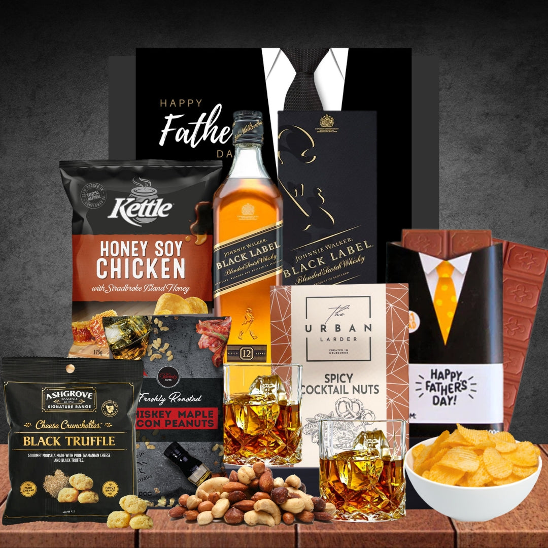Whisky & Snack Hamper For Dad with Johnnie Walker Black 700ml