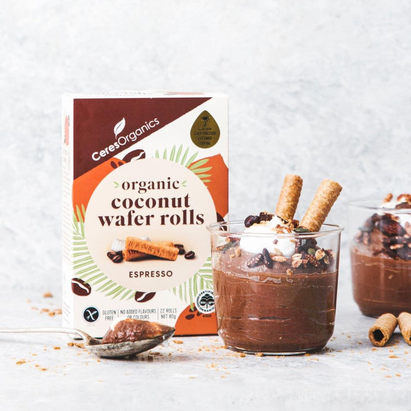 Ceres Organics Espresso Coconut Wafer Rolls 80g