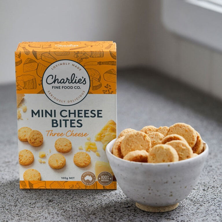 Charlie’s Fine Foods Mini Cheese Bites Three Cheese 100g