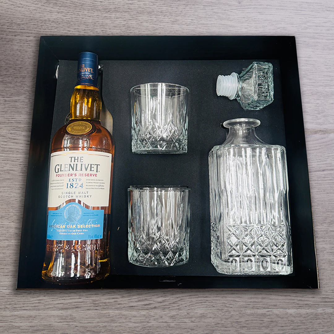 Glenlivet Founders Reserve Whisky with Scotch Glasses