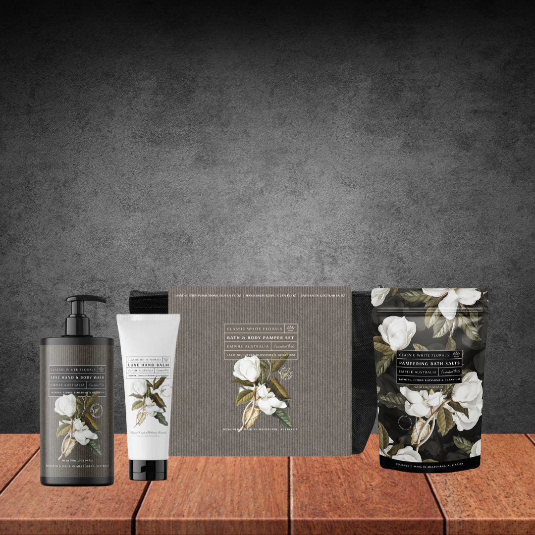 Empire Australia Classic White Floral Bath And Body Pamper Set