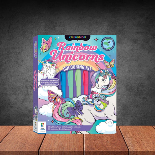 Kaleidoscope Colouring Kit Rainbow Unicorns Book