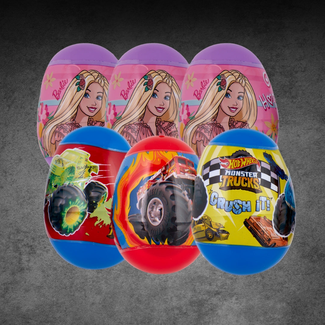 3 Barbie OR Hot Wheels Plastic Eggs Filled With Jelly Beans