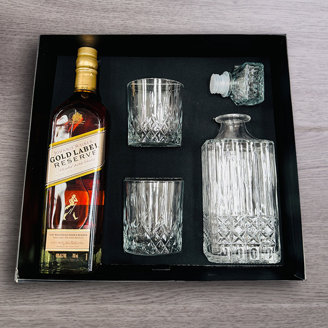 Johnnie Walker Gold Label Reserve Blended Scotch Whisky with decanter set