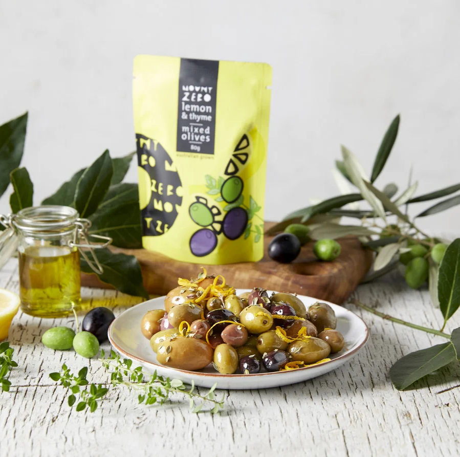 Mount Zero Lemon & Thyme Mixed Olives 80g