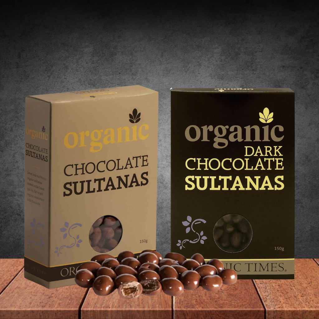 Organic Times Chocolate Coated Sultanas 150g