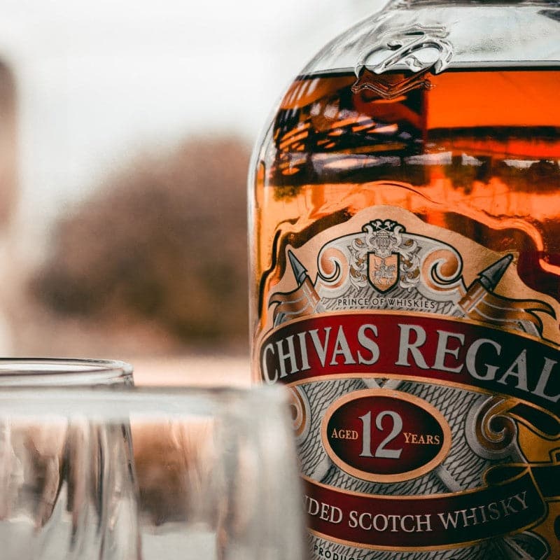 Chivas Regal bottle close up view